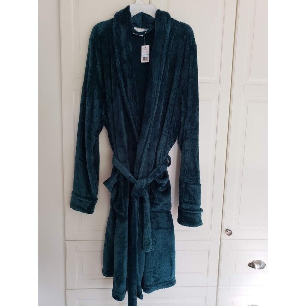 Berkley Jensen Soft Bathrobe Robe - Emerald Green - Womens XL - NEW